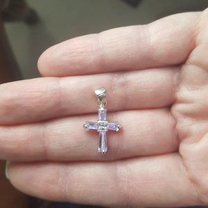 MINI STERLING SILVER, LIGHT AMETHYST CROSS PENDANT
